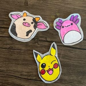 Homemade stickers set of 3 from my daughter she makes cute stickers .